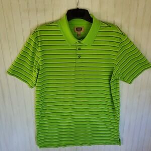 The Foundry Polo Shirt 2XL‎ Men's Sportswear 3 Button Short Sleeve Green Striped